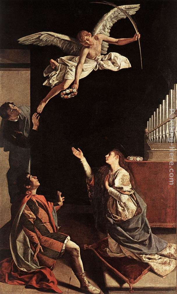 Sts Cecilia, Valerianus and Tiburtius painting - Orazio Gentleschi Sts Cecilia, Valerianus and Tiburtius art painting